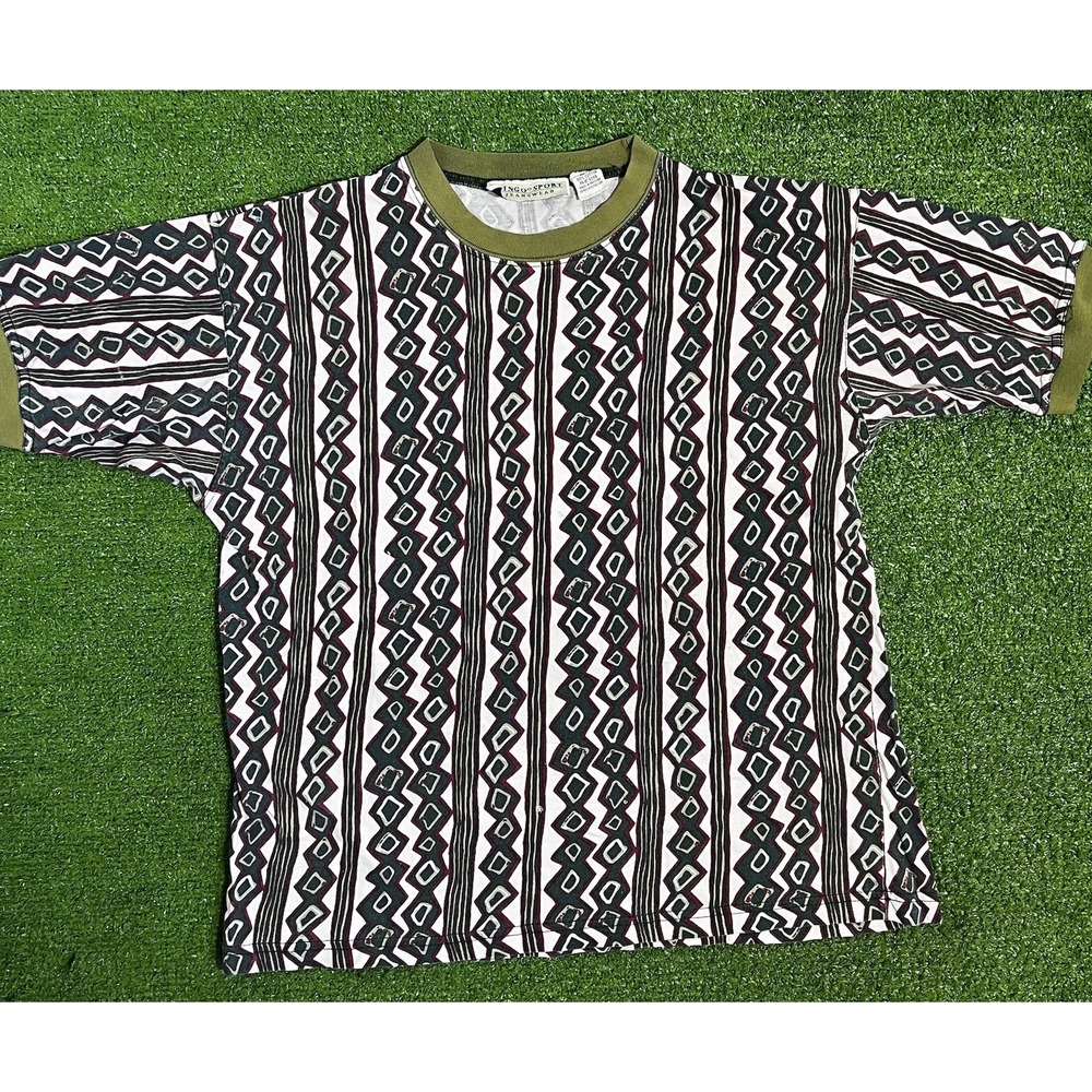 Vintage Aztec Pattern T Shirt XL‎ 90s Geometric Tee Ringo Sport Jeans wear